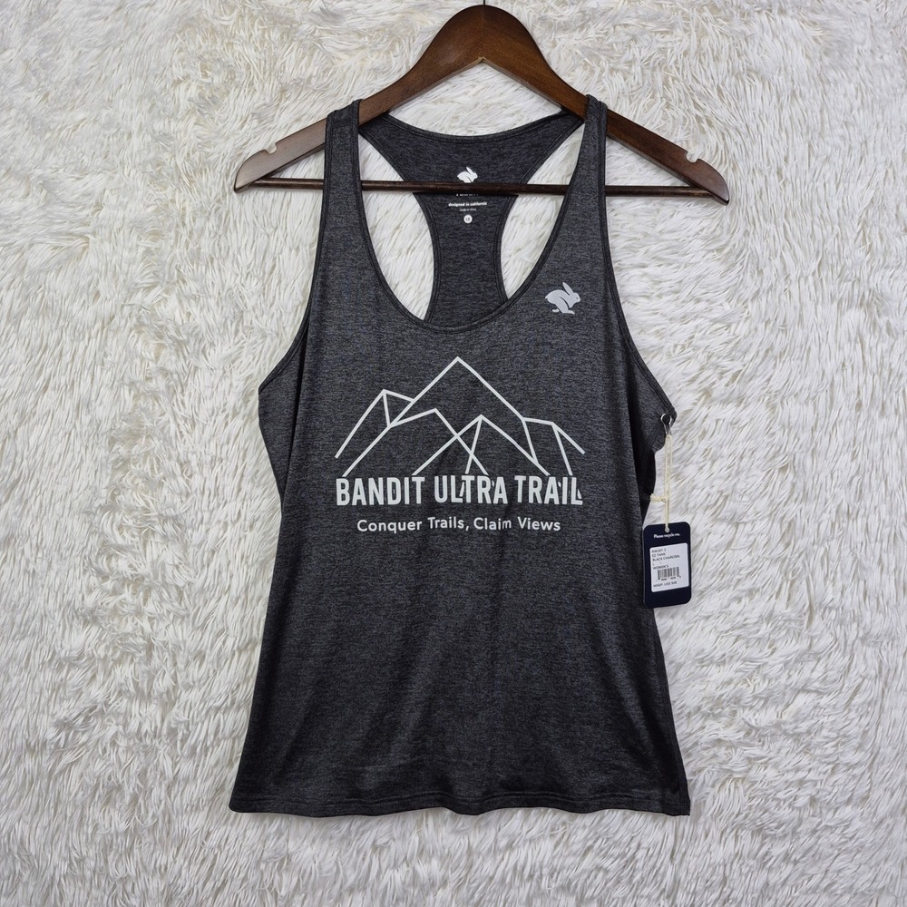 NWT Rabbit EZ Tank Bandit Ultra Trail Running Top Black Charcoal Womens L
